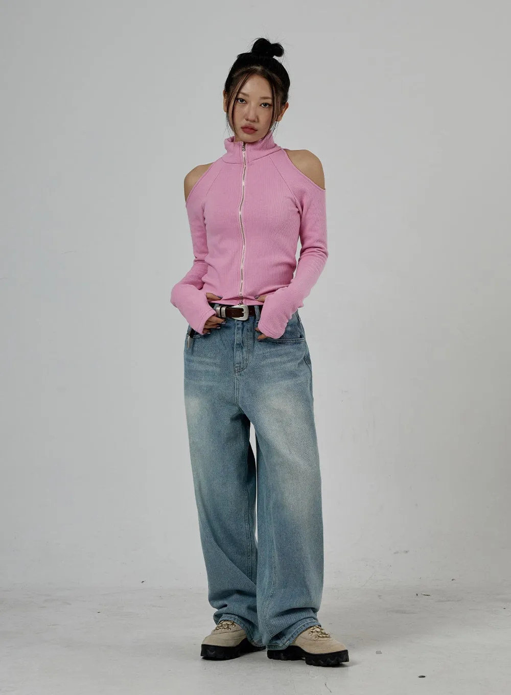 Light Wash Baggy Jeans Unisex CD26 sold by Lewkin