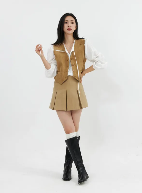 Pleated Mini Skirt OO305 sold by Lewkin