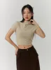 Solid High Collar Rib Knit Crop Top CD315 sold by Lewkin