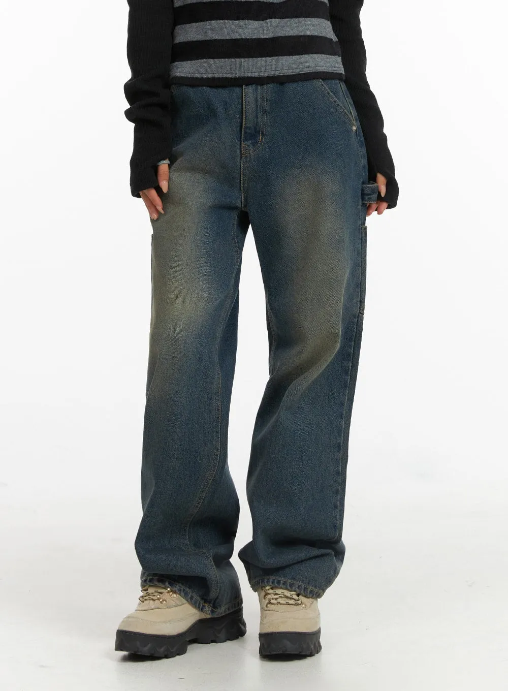 Washed Straight-Leg Jeans CJ417 sold by Lewkin product image thumbnail 4