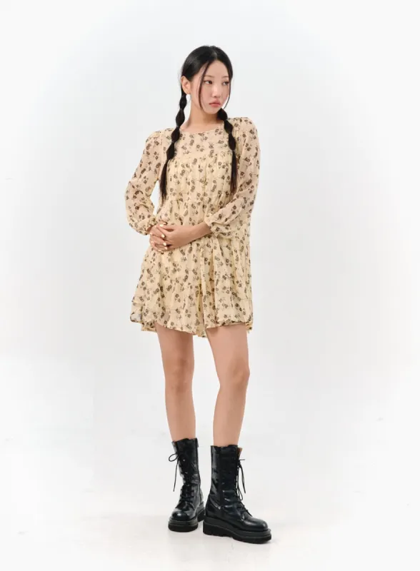 Floral Blossom Flared Mini Dress IS304 sold by Lewkin