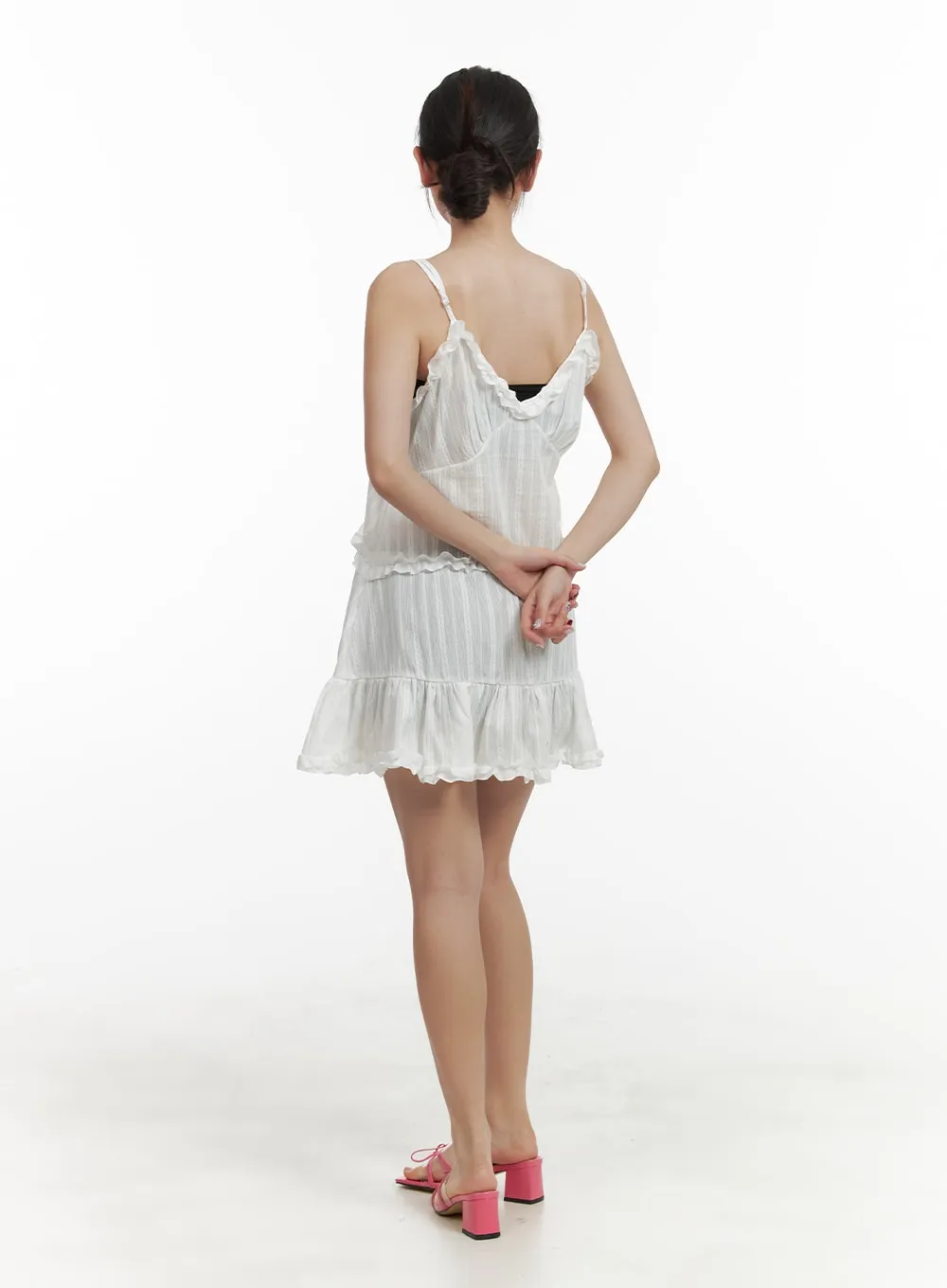 Sweetheart Buttoned Frill Mini Dress OA416 sold by Lewkin product image thumbnail 4