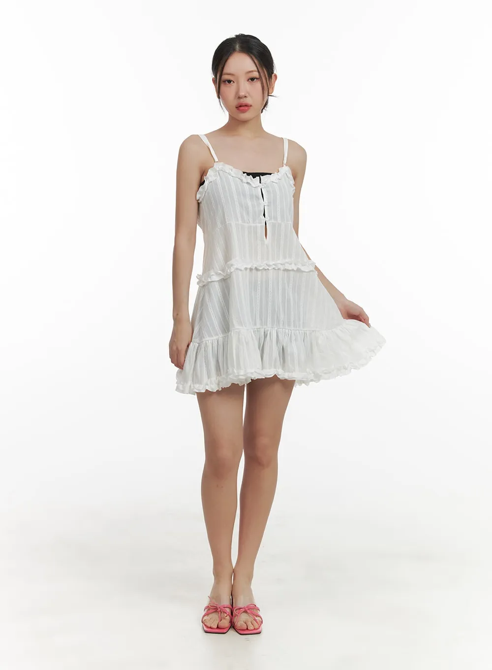 Sweetheart Buttoned Frill Mini Dress OA416 sold by Lewkin product image thumbnail 2
