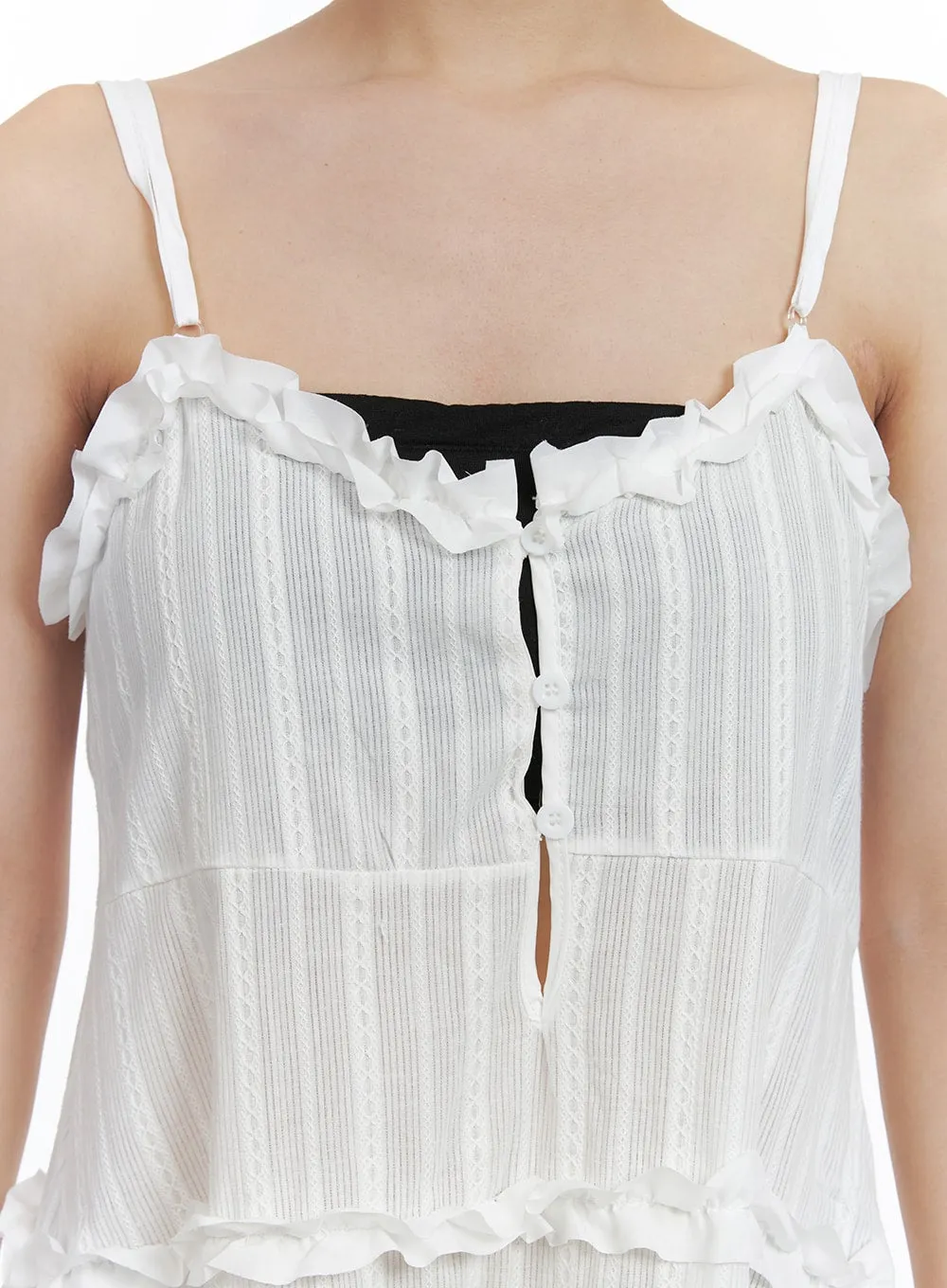 Sweetheart Buttoned Frill Mini Dress OA416 sold by Lewkin product image thumbnail 5