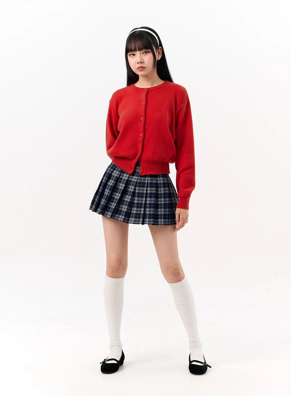 Check Pleated Mini Skirt IO317 sold by Lewkin product image thumbnail 3