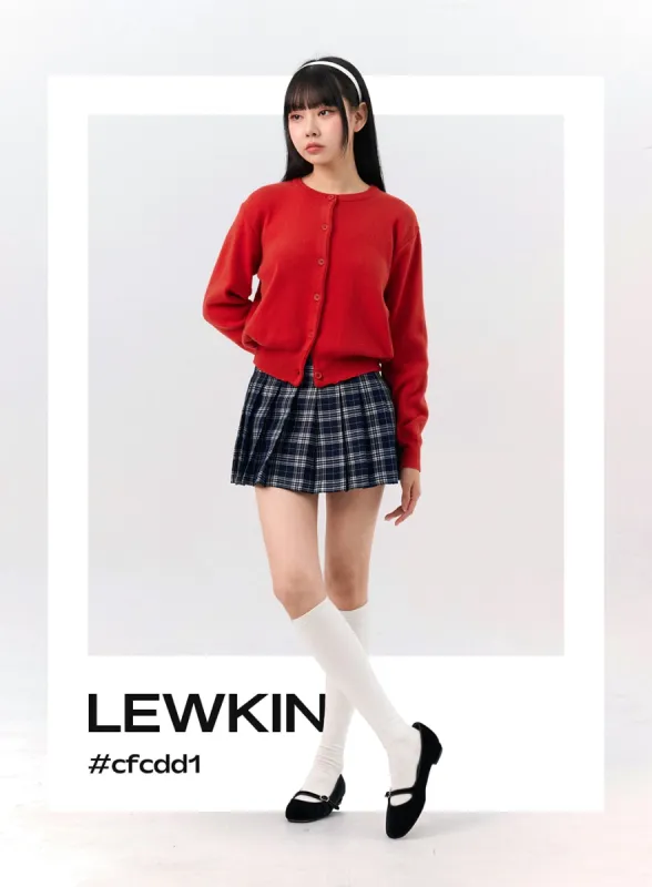 Check Pleated Mini Skirt IO317 sold by Lewkin