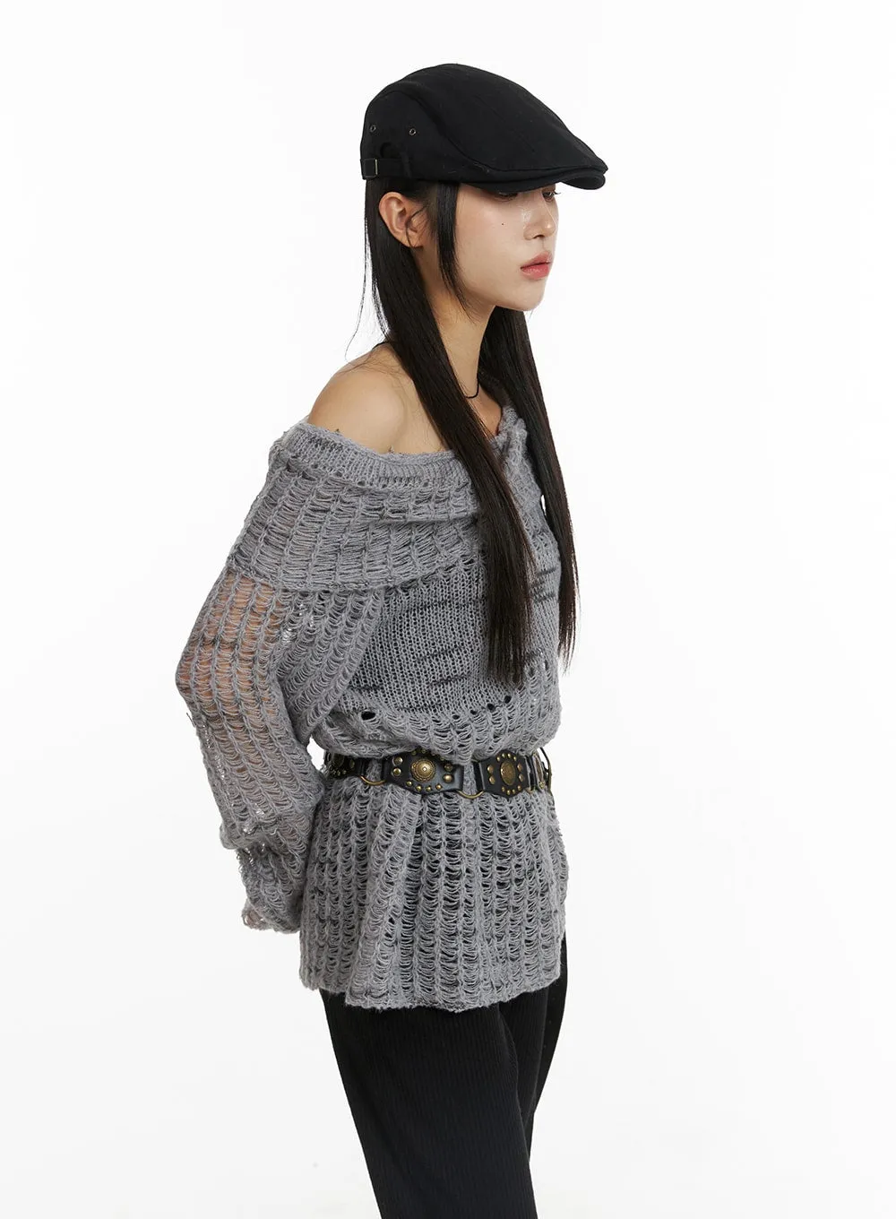 Distressed Knit Sweater CF401 sold by Lewkin product image thumbnail 5