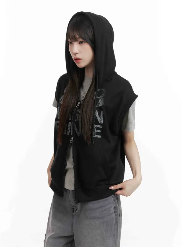 Graphic Loose Fit Vest Hoodie CY407 sold by Lewkin