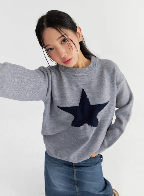 Star Graphic Sweater CO325 sold by Lewkin