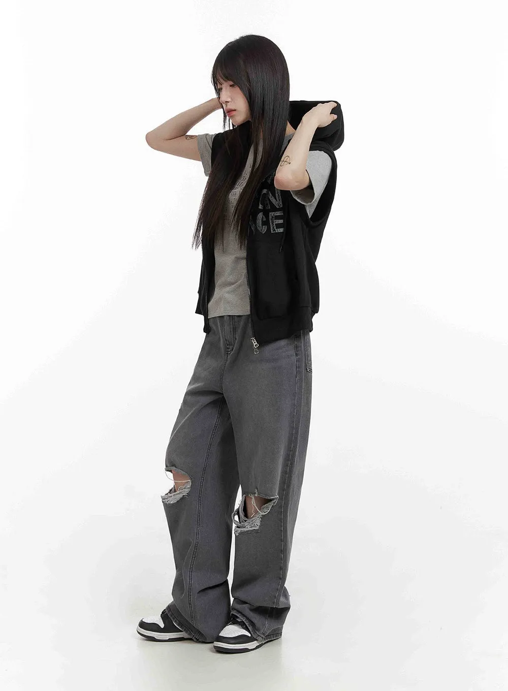 Graphic Loose Fit Vest Hoodie CY407 sold by Lewkin product image thumbnail 5