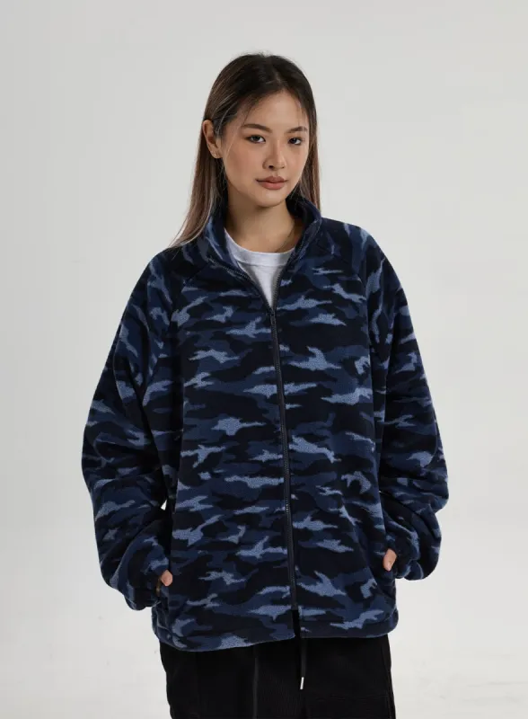 Oversize Military Pattern Soft Zipper Jacket CN17 sold by Lewkin