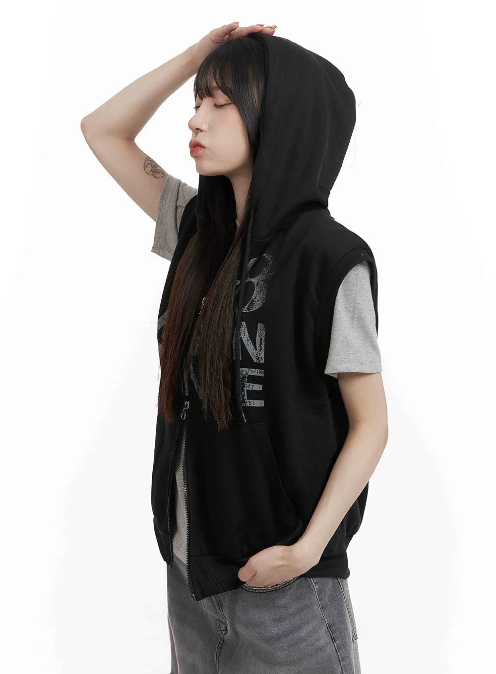 Graphic Loose Fit Vest Hoodie CY407 sold by Lewkin product image thumbnail 3
