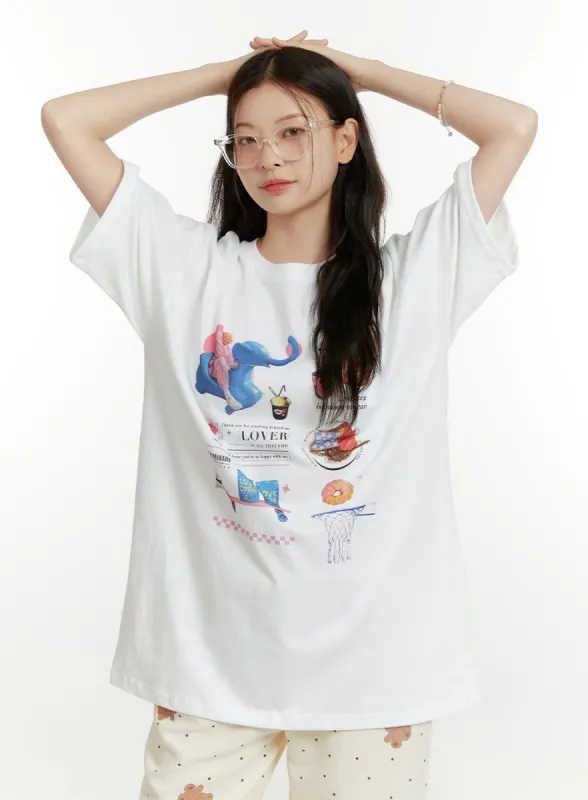 Graphic Cotton Top OU414 sold by Lewkin