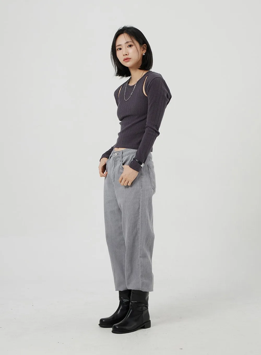 Ribbed Bolero and Sleeveless Top Set OF317 sold by Lewkin product image thumbnail 3