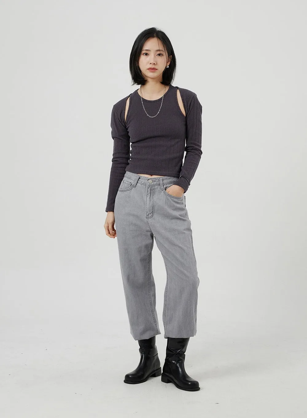 Ribbed Bolero and Sleeveless Top Set OF317 sold by Lewkin product image thumbnail 2