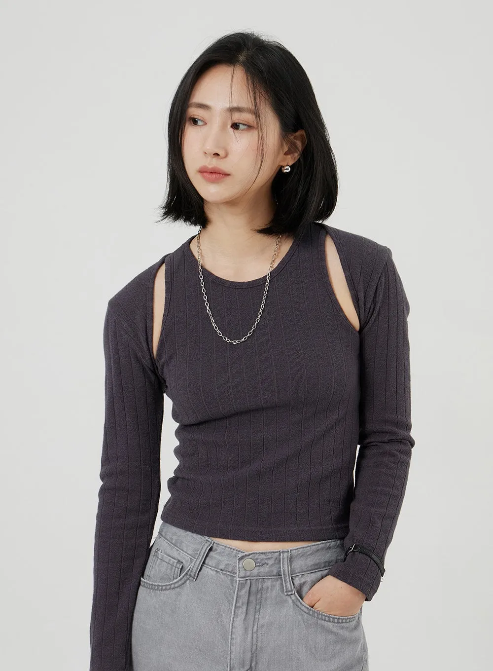 Ribbed Bolero and Sleeveless Top Set OF317 sold by Lewkin product image thumbnail 4