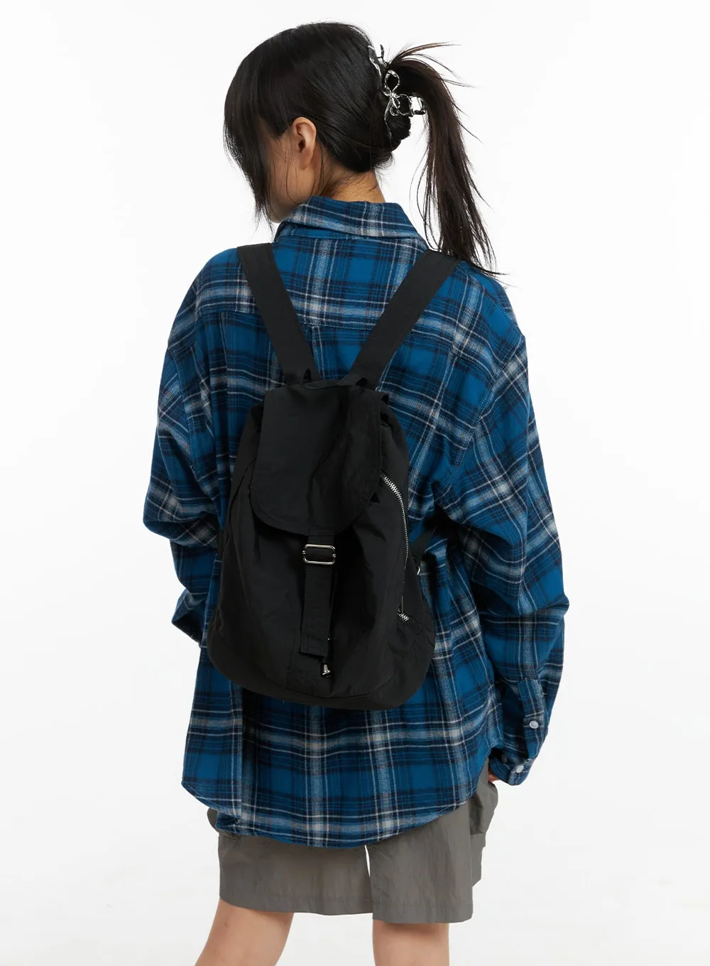 Solid Nylon Buckle Backpack CM413 sold by Lewkin product image thumbnail 3