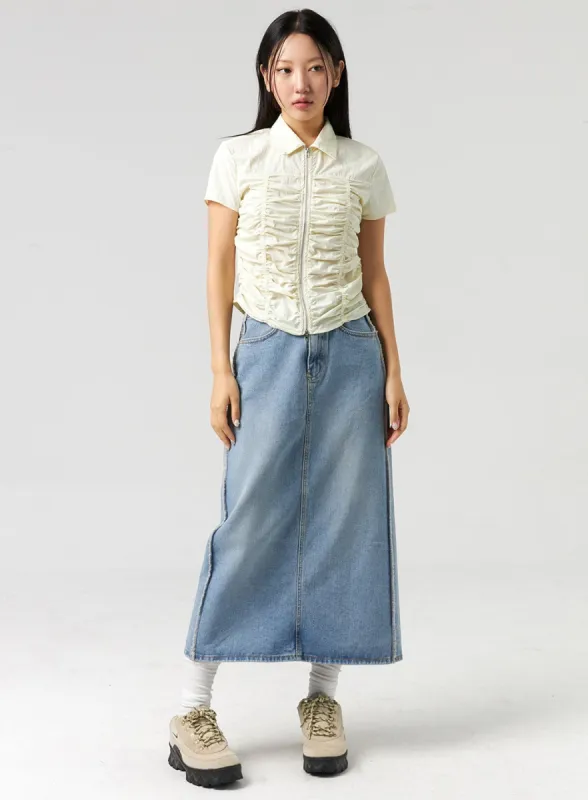 Maxi Denim Skirt CL325 sold by Lewkin