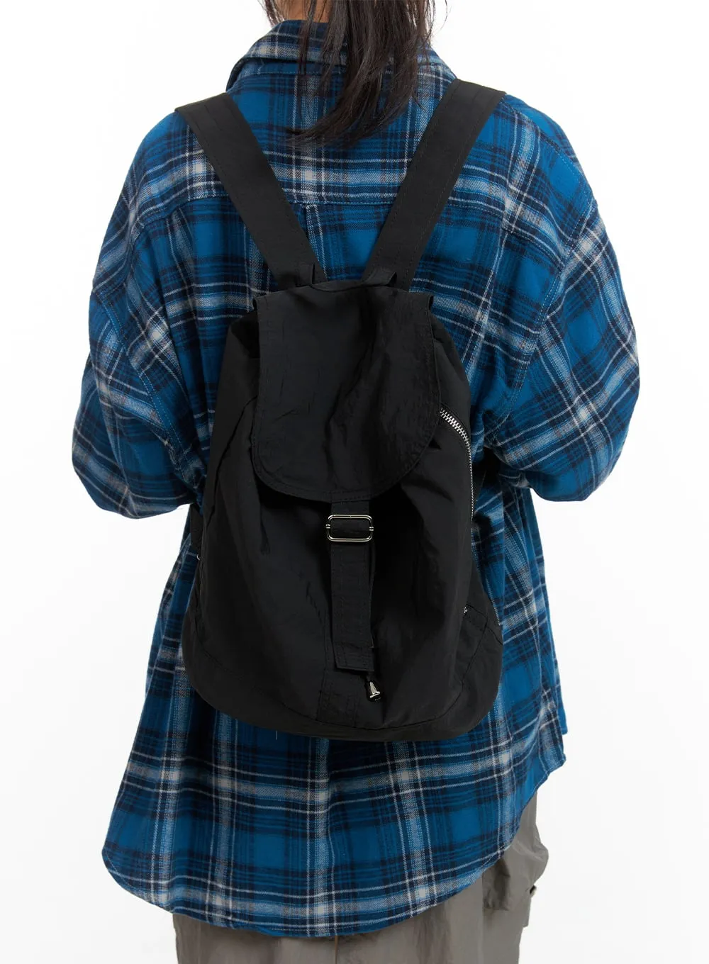 Solid Nylon Buckle Backpack CM413 sold by Lewkin