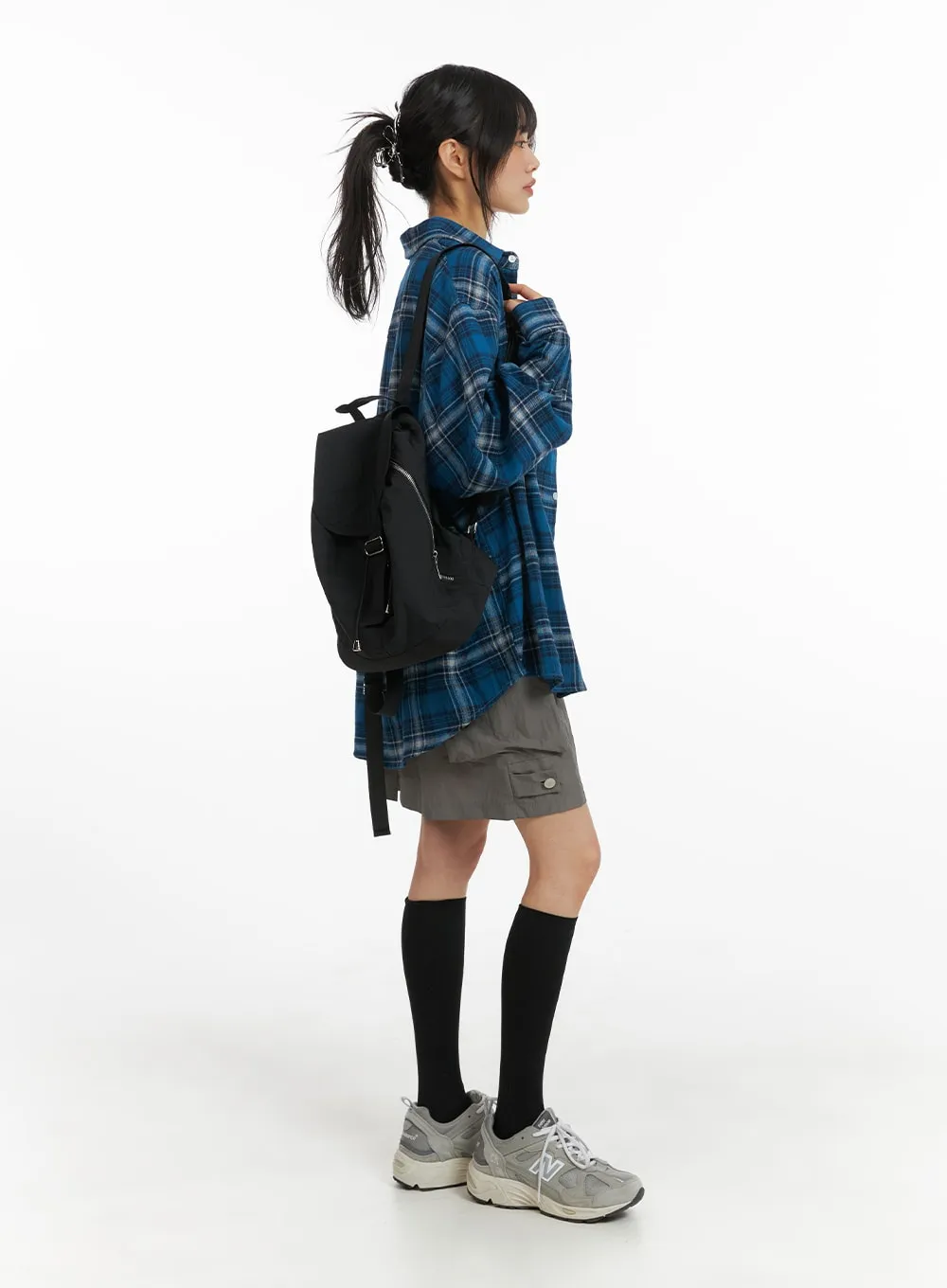 Solid Nylon Buckle Backpack CM413 sold by Lewkin product image thumbnail 2