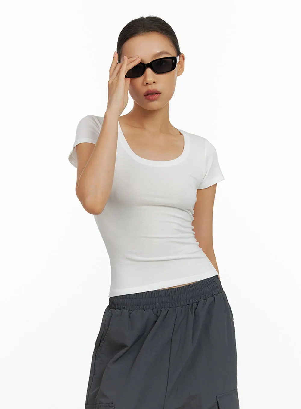 Cotton U-Neck Crop Top IL409 sold by Lewkin product image thumbnail 4