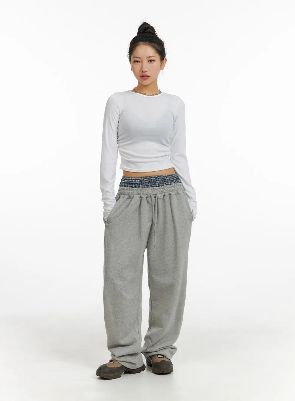 Solid Long Sleeve Crop Top CM408 sold by Lewkin product image thumbnail 5