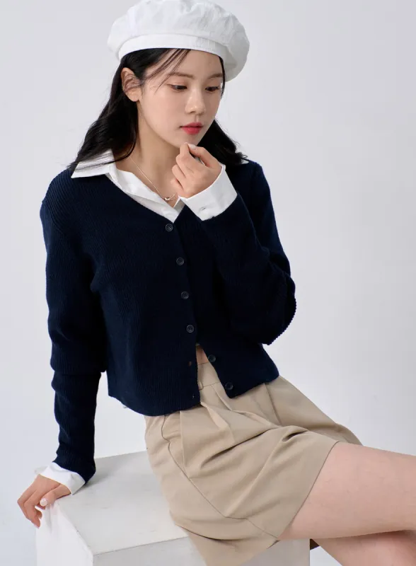 Ribbed Knit Cardigan OM329 sold by Lewkin