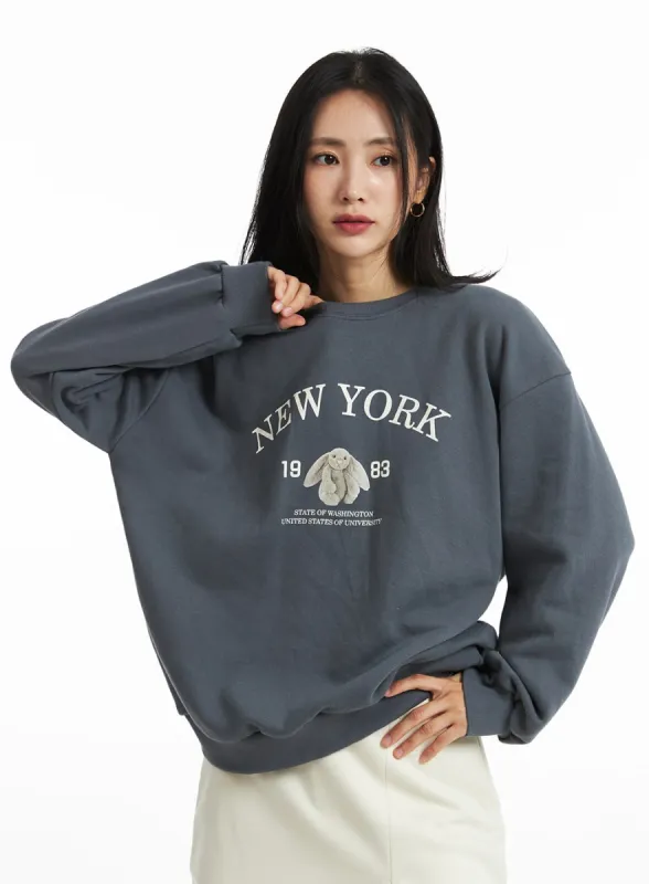 Graphic Cotton Sweatshirt OO323 sold by Lewkin