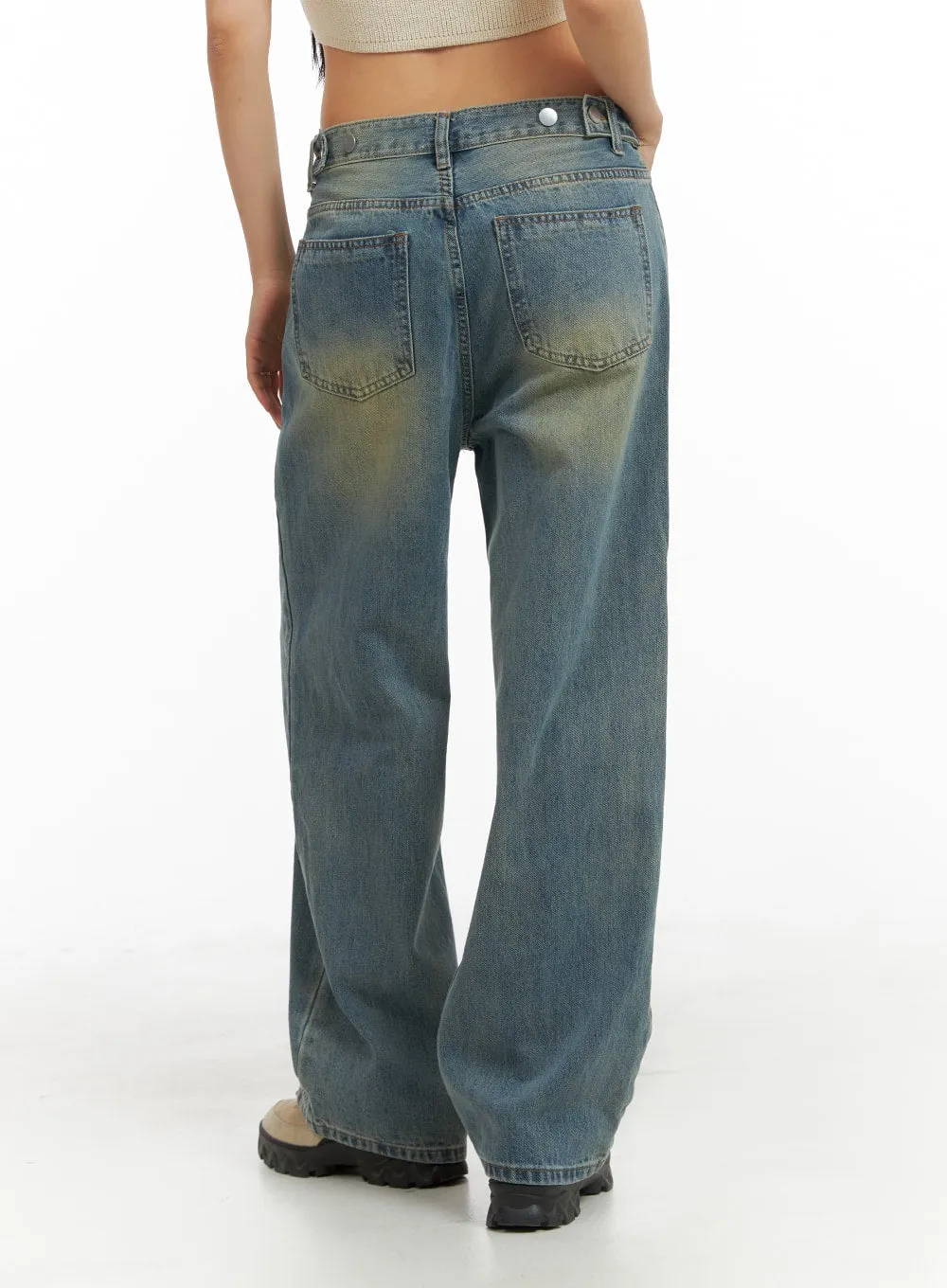 Washed Denim Wide Leg Jeans IA417 sold by Lewkin product image thumbnail 5