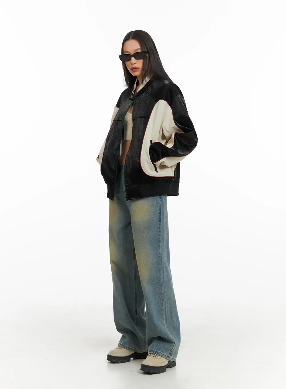 Washed Denim Wide Leg Jeans IA417 sold by Lewkin product image thumbnail 3