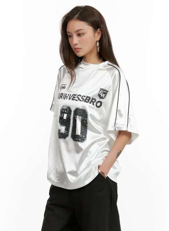 Metallic Oversized Tee CY431 sold by Lewkin