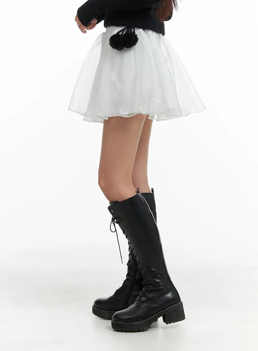 Mesh Layered Flare Banded Mini Skirt CM425 sold by Lewkin product image thumbnail 4