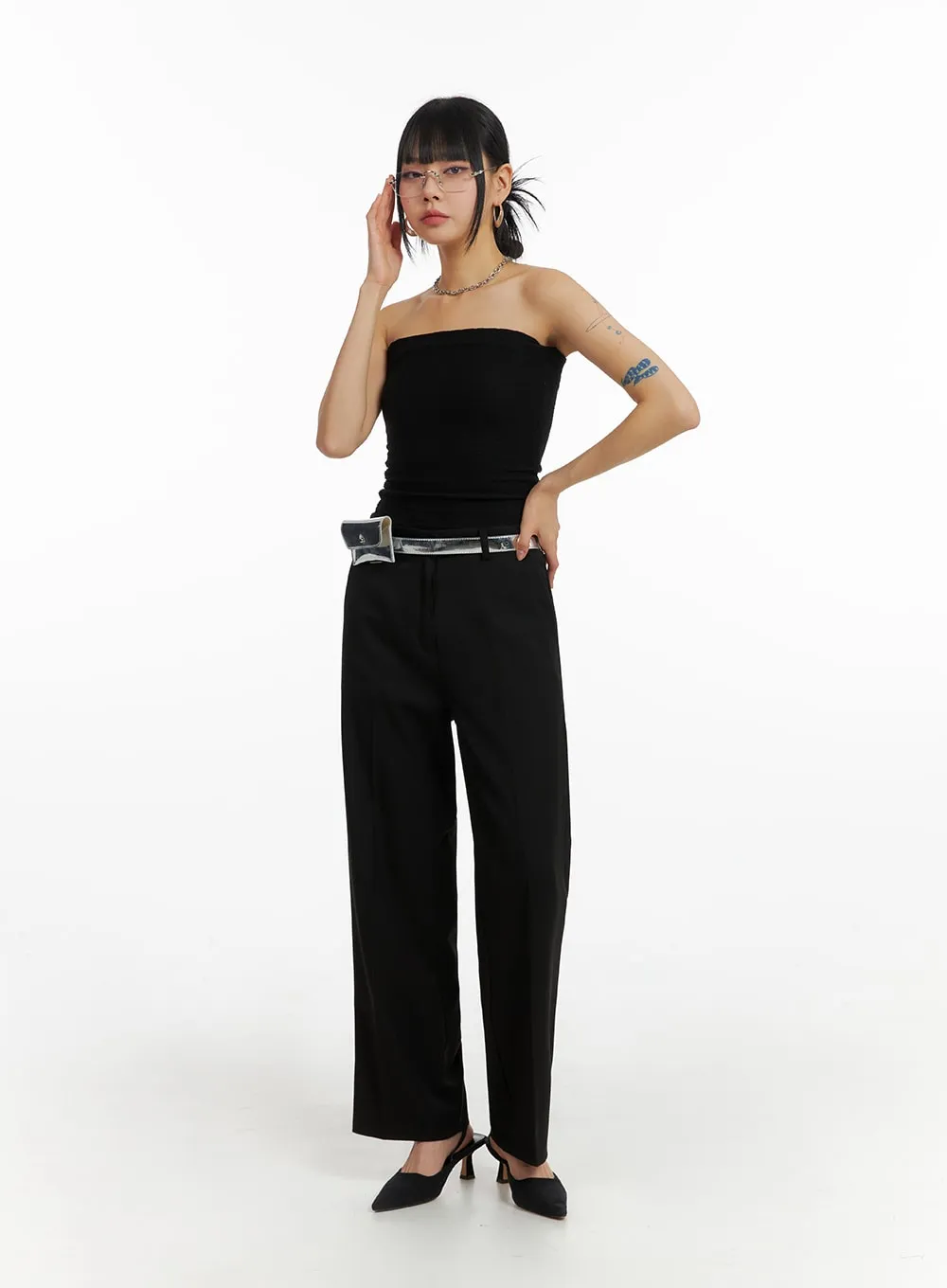 Solid Wide Trousers IM414 sold by Lewkin product image thumbnail 3