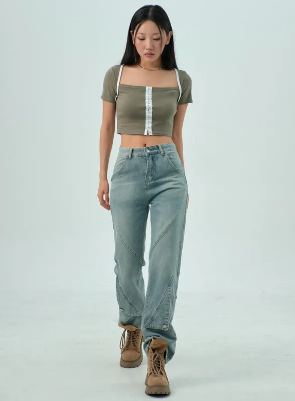 Straight Leg Jeans CY330 sold by Lewkin