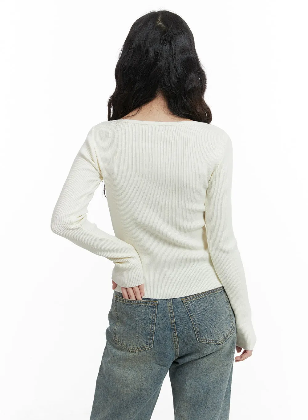 Round Neck Ribbon Strap Long Sleeve OM425 sold by Lewkin product image thumbnail 3