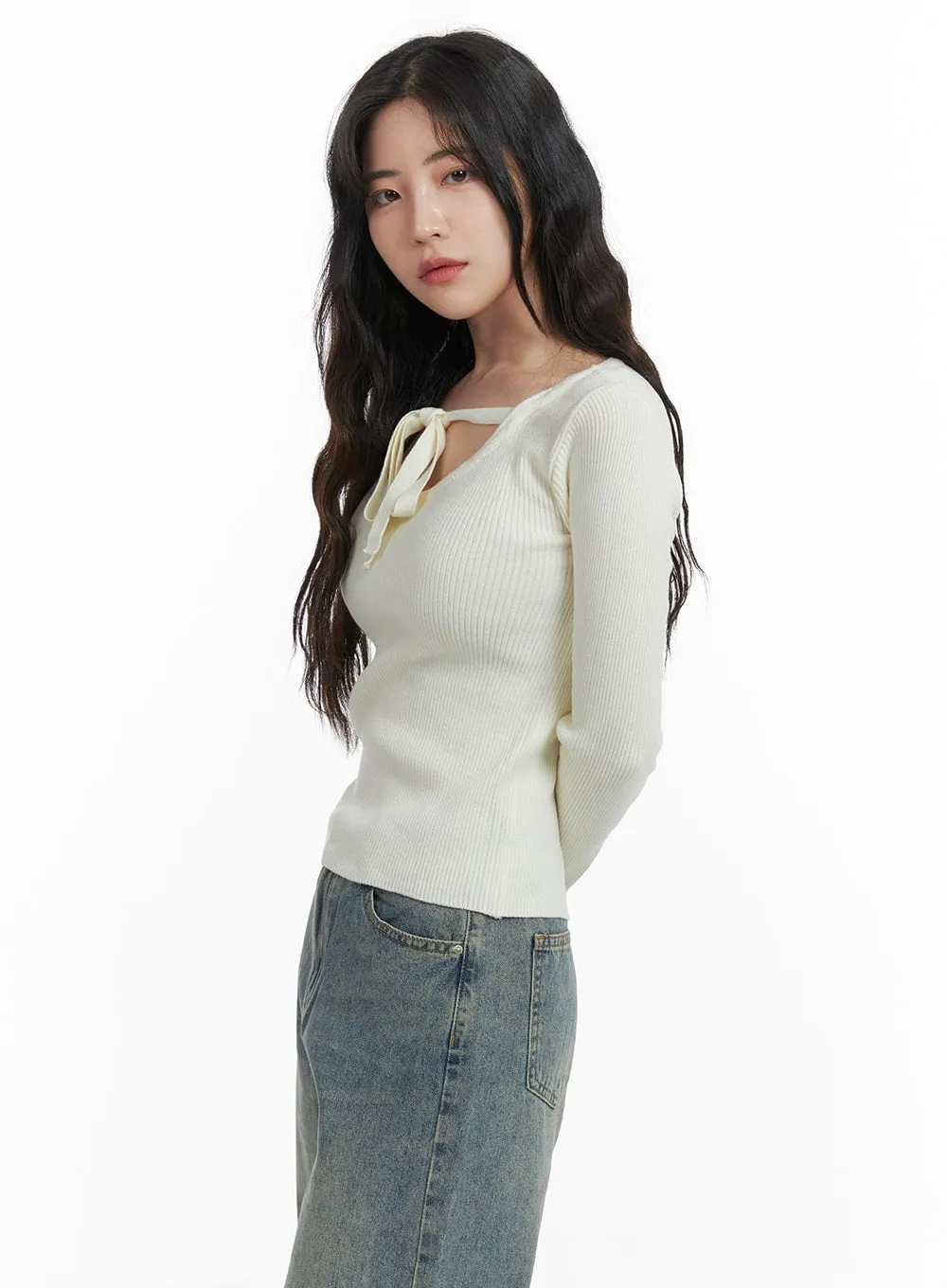 Round Neck Ribbon Strap Long Sleeve OM425 sold by Lewkin product image thumbnail 4