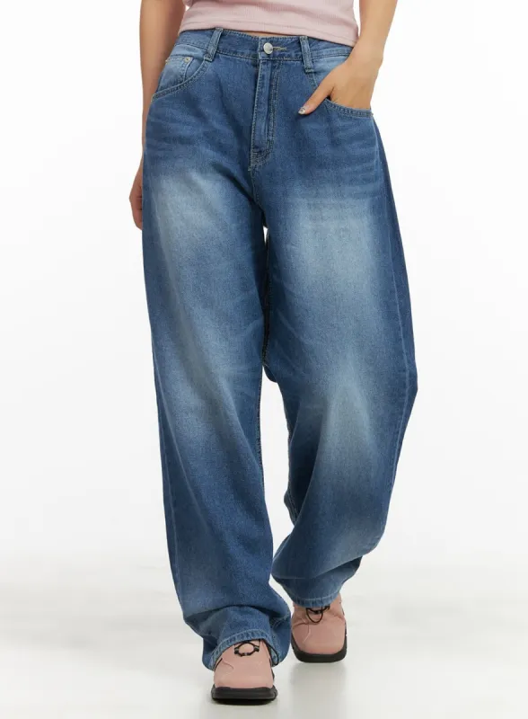 Washed Blue Baggy Jeans CY423 sold by Lewkin