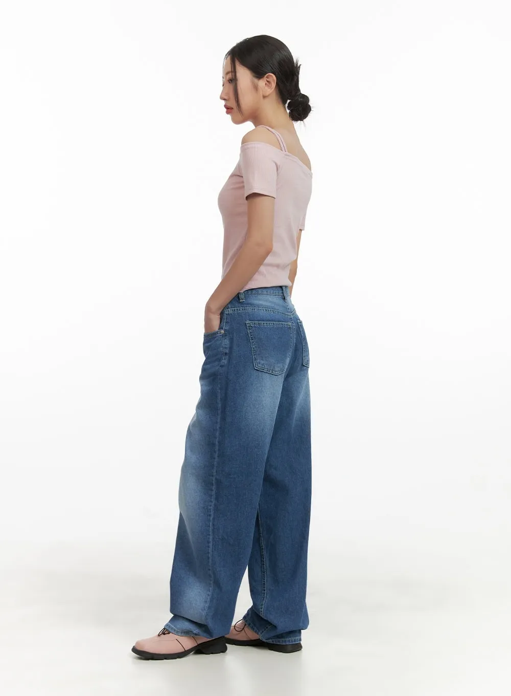 Washed Blue Baggy Jeans CY423 sold by Lewkin product image thumbnail 3