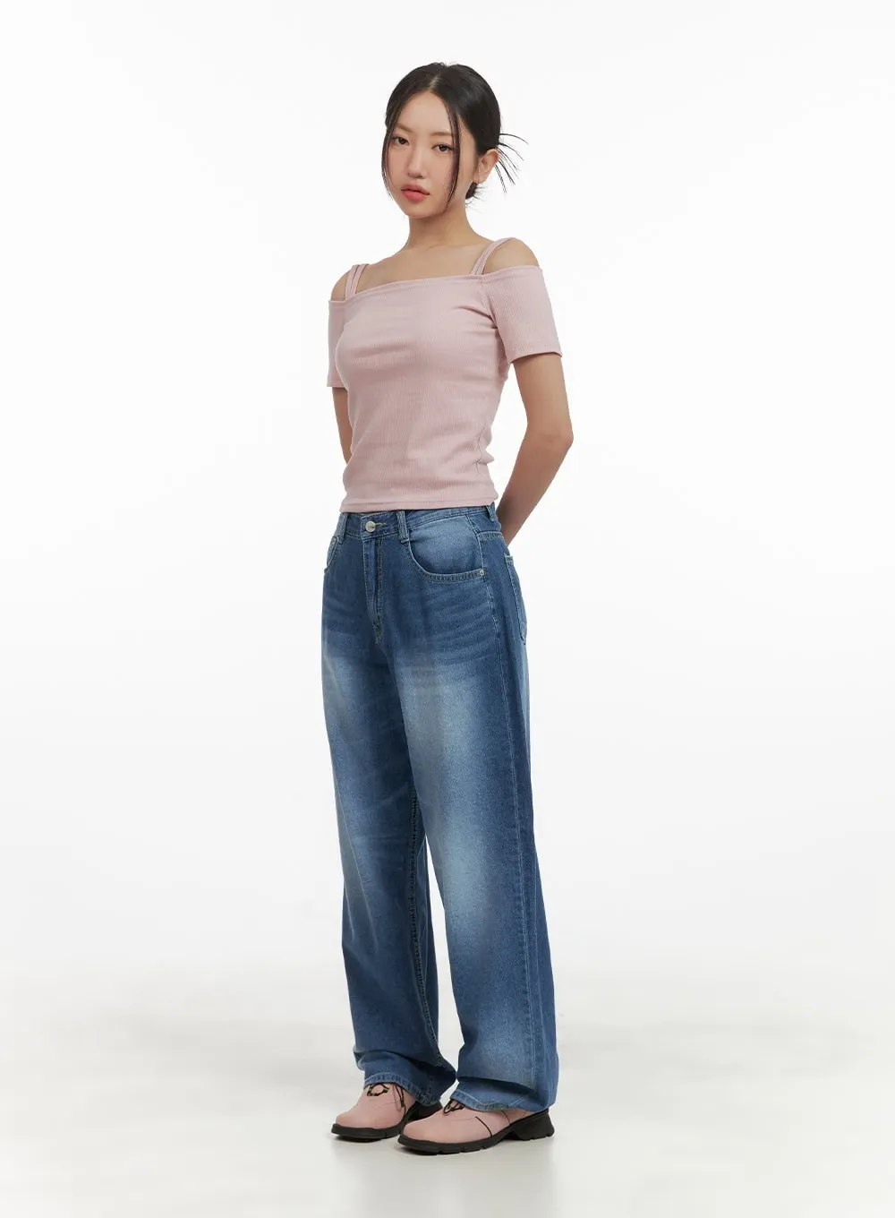 Washed Blue Baggy Jeans CY423 sold by Lewkin product image thumbnail 2