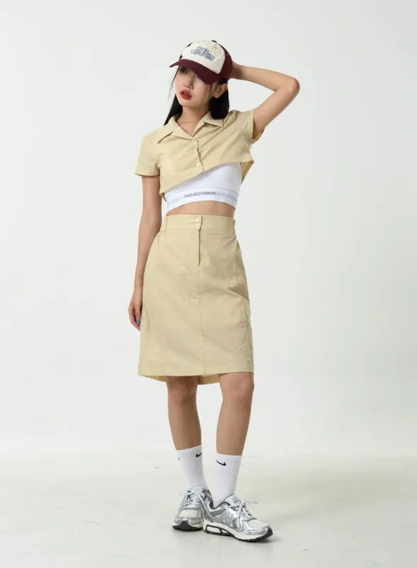 Nylon Midi Skirt CU19 sold by Lewkin