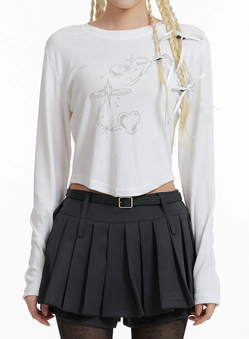 Graphic Cropped Long Sleeve IF408 sold by Lewkin product image thumbnail 2