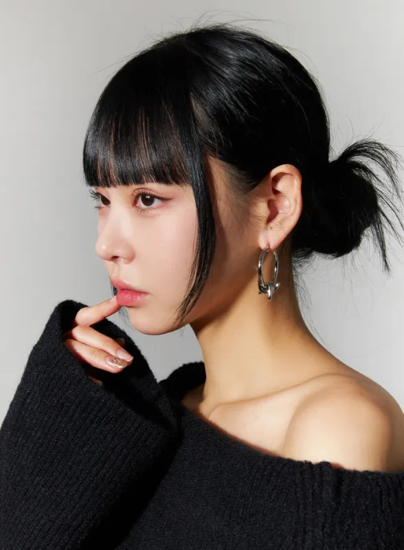 Metal Twist Hoop Earrings IJ419 sold by Lewkin