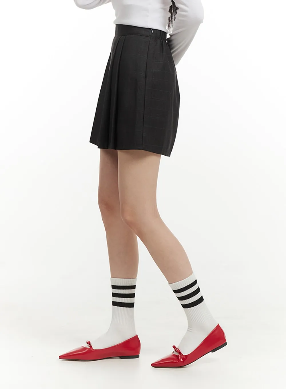 Pleated Checkered Mini Skirt IM406 sold by Lewkin product image thumbnail 5