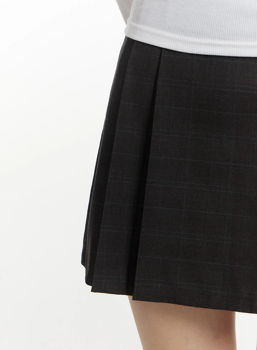 Pleated Checkered Mini Skirt IM406 sold by Lewkin product image thumbnail 4