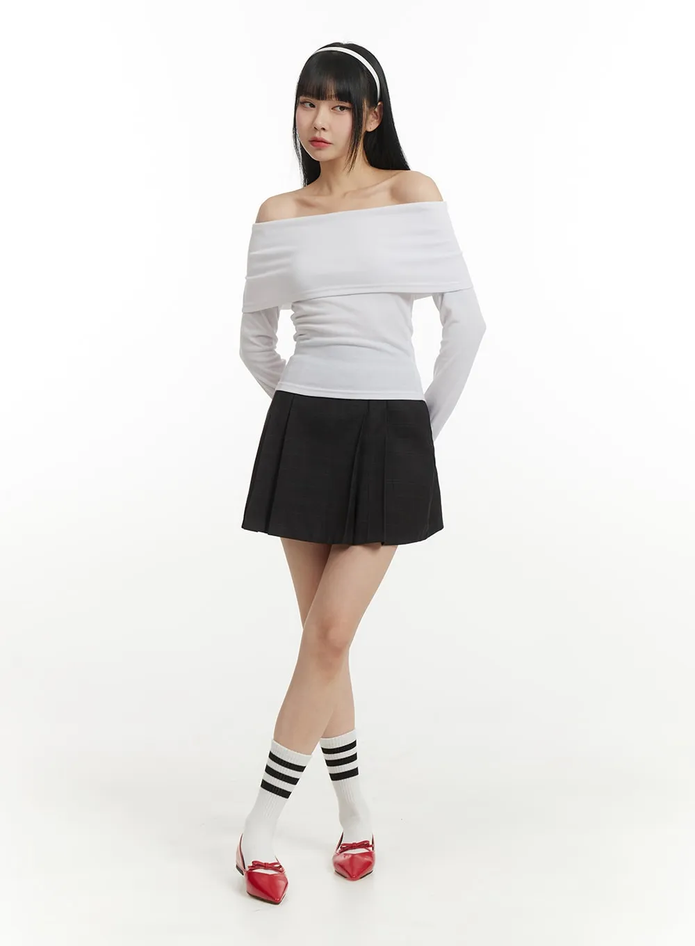 Pleated Checkered Mini Skirt IM406 sold by Lewkin product image thumbnail 3