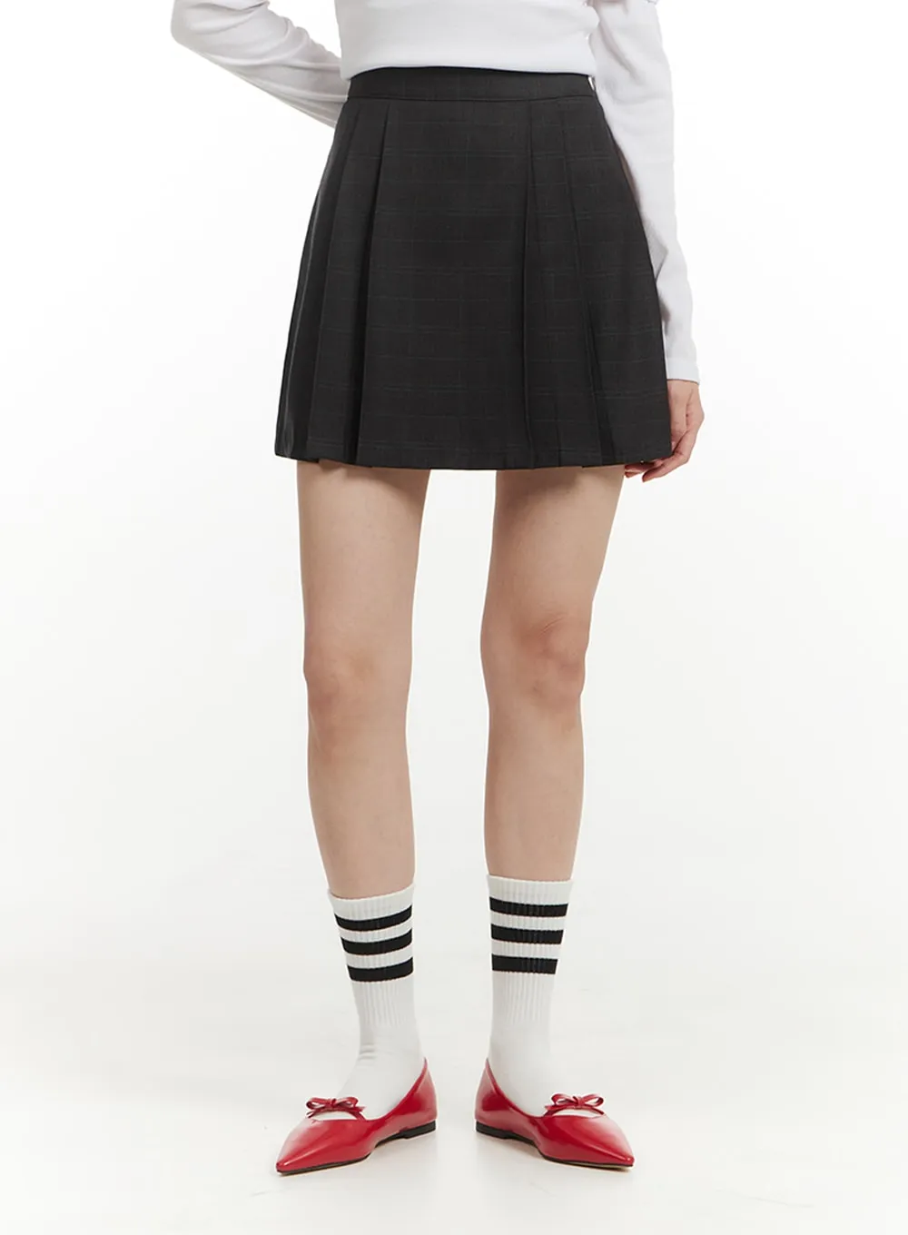 Pleated Checkered Mini Skirt IM406 sold by Lewkin product image thumbnail 2