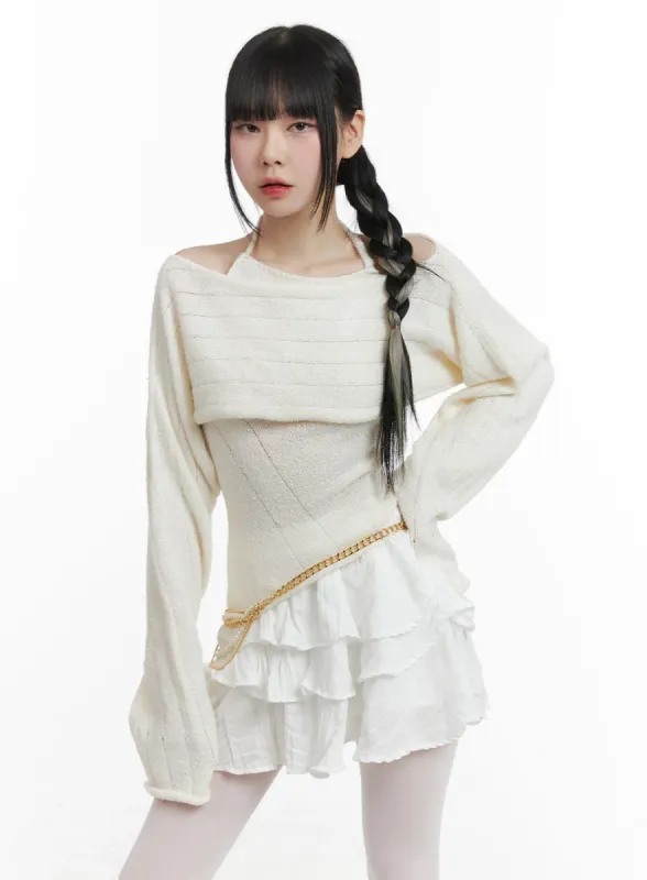 Halter Top Bolero Sweater Set OM426 sold by Lewkin