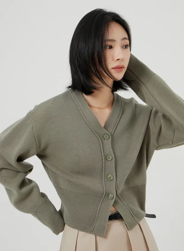 Puff Sleeve Knitted Cardigan OF317 sold by Lewkin