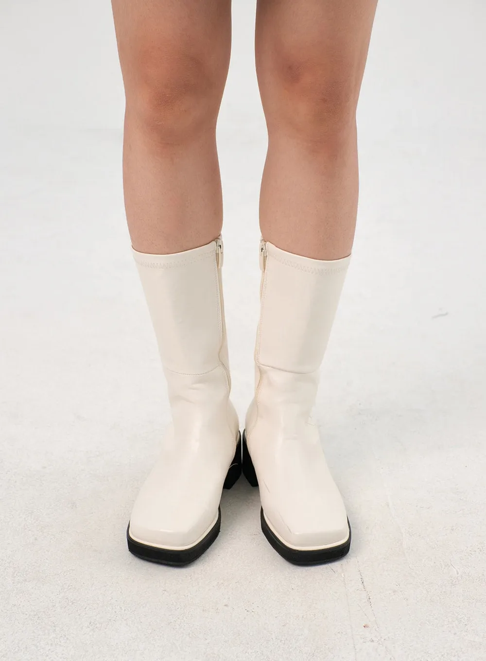 Faux Leather Side Zip Boots OS302 sold by Lewkin product image thumbnail 5