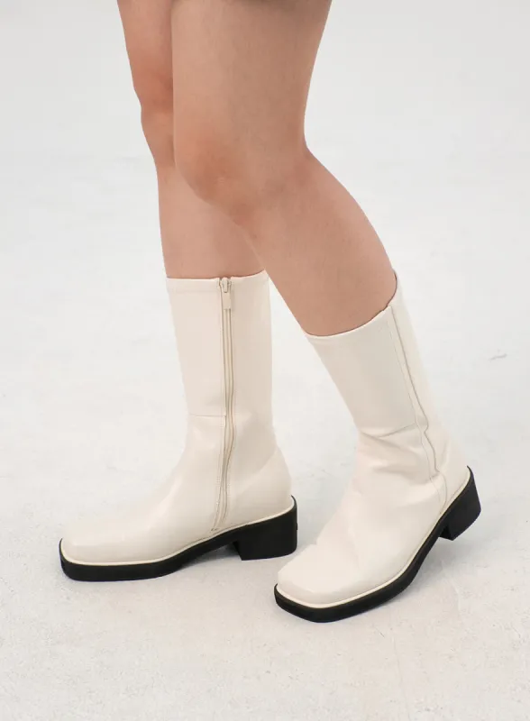 Faux Leather Side Zip Boots OS302 sold by Lewkin